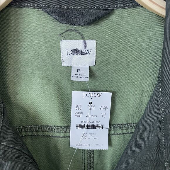 J. Crew Factory Resin Coated Twill Field Jacket Mossy Brown Petite Large‎ AL227 - Picture 3 of 10